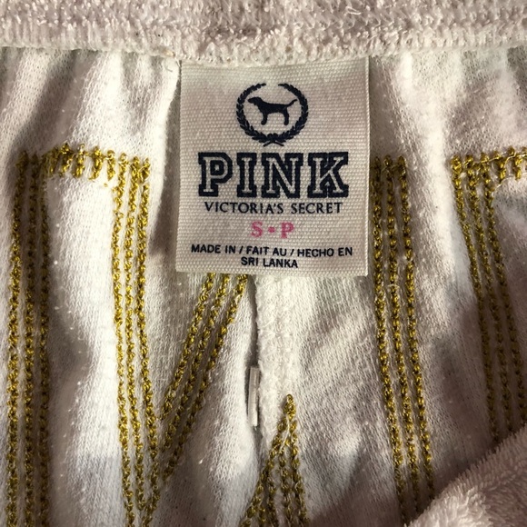 2012 Victoria secret pink White Shorts with Gold Sequin Spell-out PINK' Logo - Picture 5 of 7